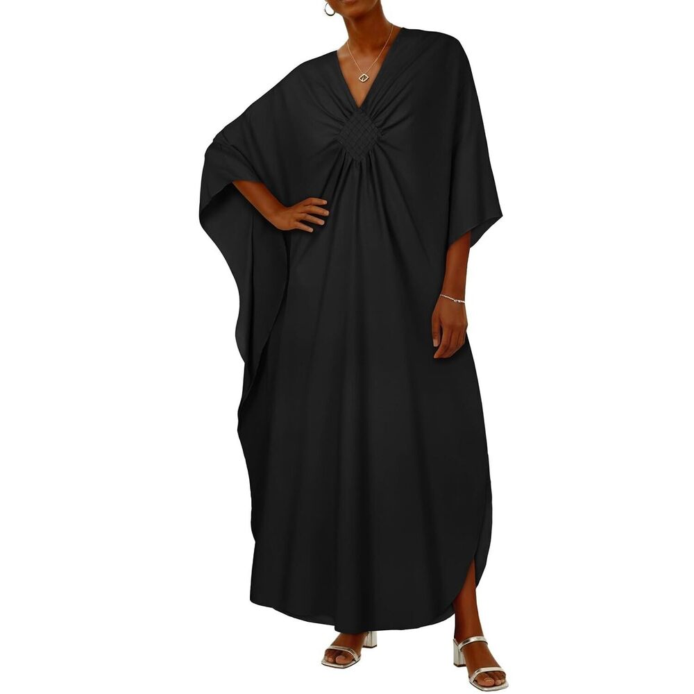 Womens Kaftan Dresses Long Caftans Plus Size Batwing Sleeve Swimsuit